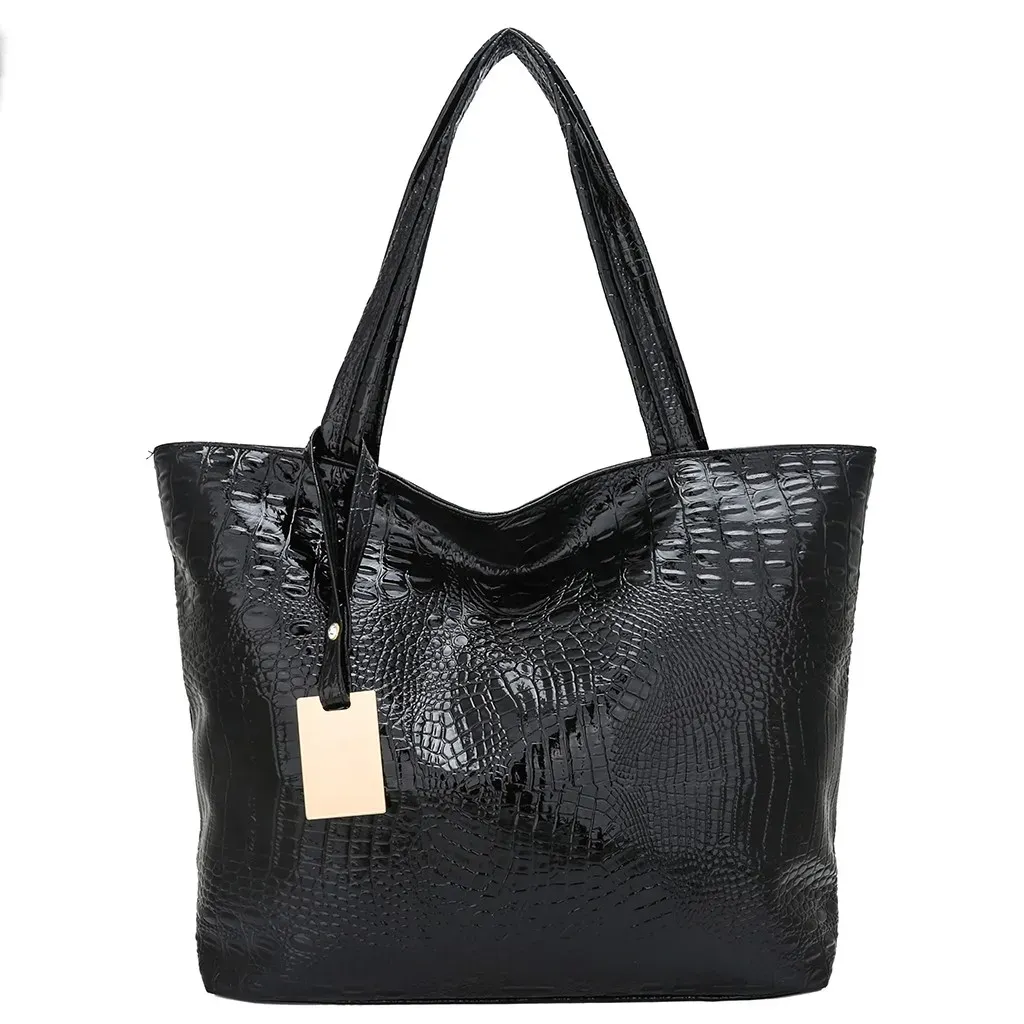 Crocodile Pattern PU Leather Handbag For Women - Satchel Shoulder Bag With Top Handle & Adjustable Strap