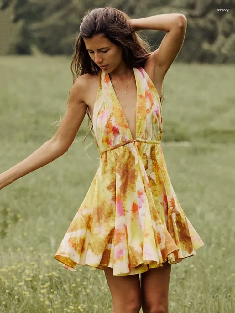 Save Big on Bulk Short Summer Halter Dresses Casual Dresses Sexy Backless  Halter Printed Mini Dress Woman Fashion Deep V Neck Off Shoulder Party