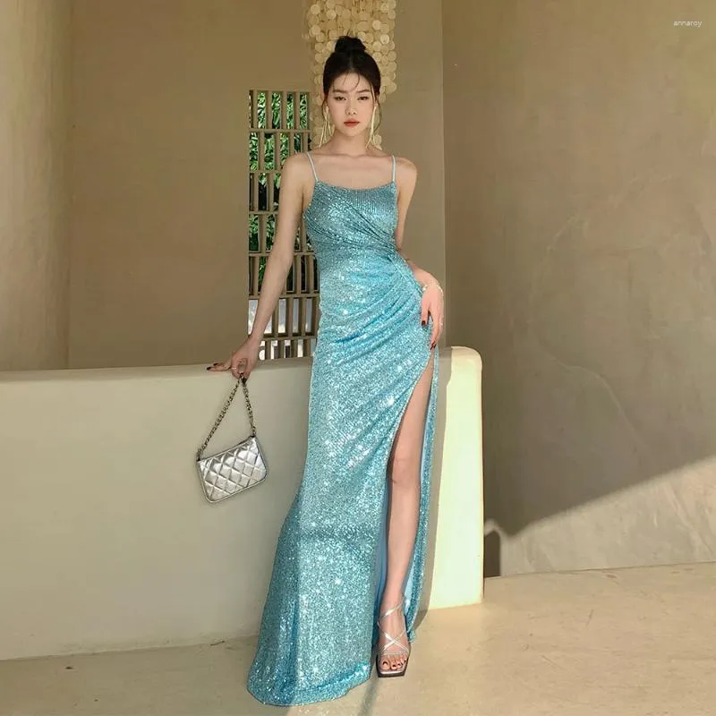 Sequin Maxi Dress with Sexy Side Slit for Prom, Gala, or Special Occasions
