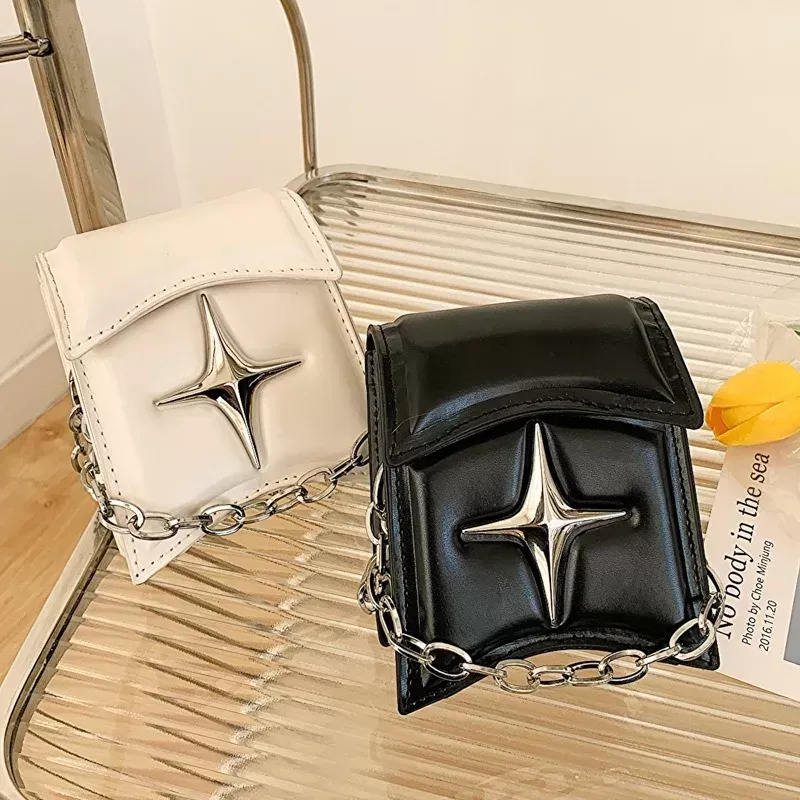 バッグ leather Y2K hand bag cross charm chain JIAERDI Gothic Cross Y2k Bag Women Vintage Grunge Punk Chain