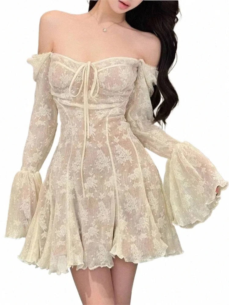chinese dress ladies Women Y2k Lace Mini Dress Ruffle Hem Tie Back Short Dress Flowy A Line  Bodycon Dress Party Clubwear(E Black,s) at Amazon Women's Clothing store main image 0