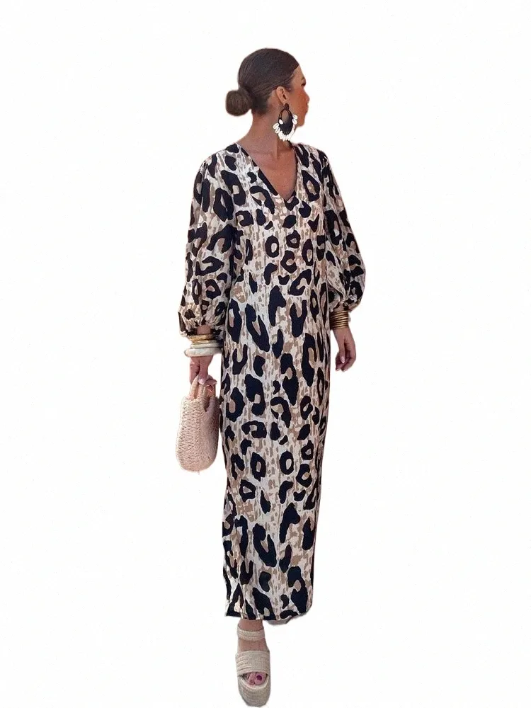 Leopard Maxi Dress Womens Summer V-neck Short Sleeve Hooded Polyester  Ankle-Length A-Line Dress from Dhgate Basic & Casual Dresses - price 15.23