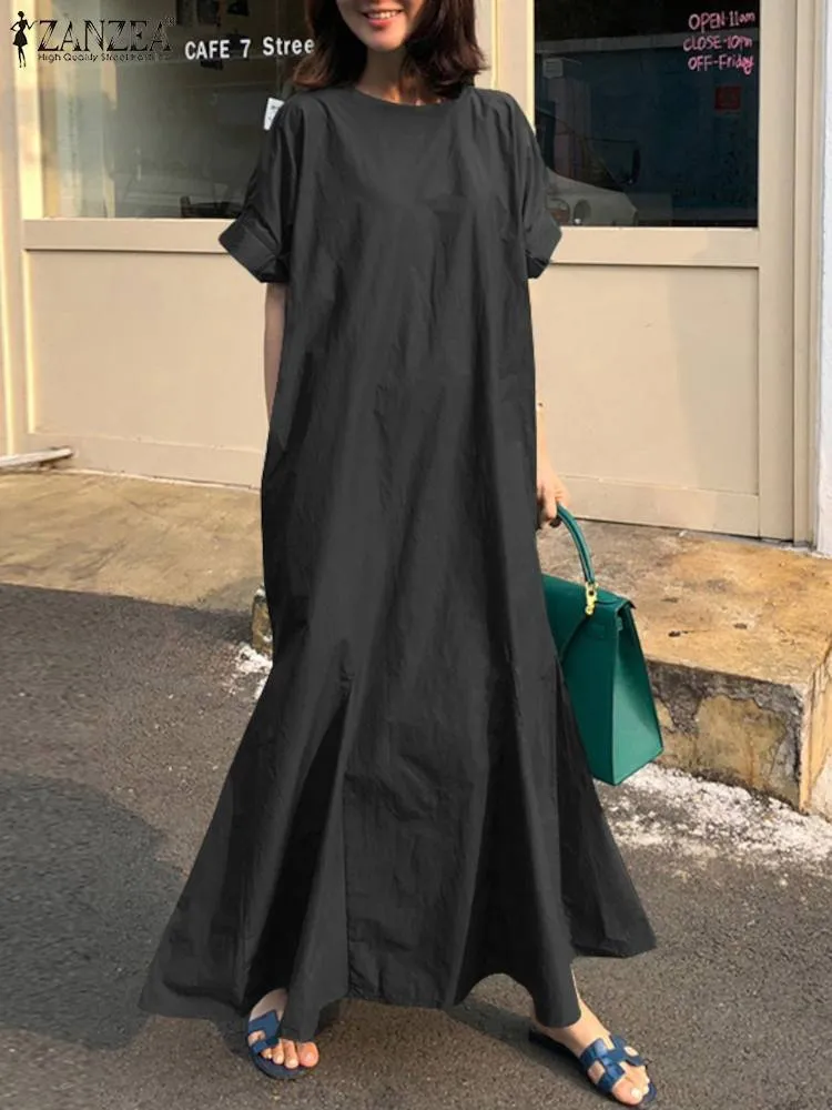 ZANZEA Women Solid Chiffon Maxi Dress Hooded Collar Short Sleeve  Ankle-Length Summer from Dhgate Urban Sexy Dresses - price 40.18