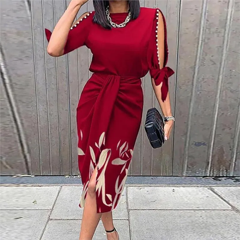 Casual Slim Fit Polyester Dress with Hooded Collar and Lace-Up Split  Knee-Length for Spring/Summer