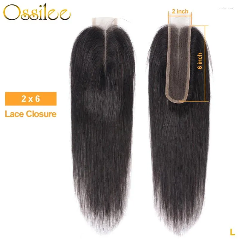 Ossilee Brazilian Lace Closure 2x6 Inch Straight Human Hair Middle Part ...