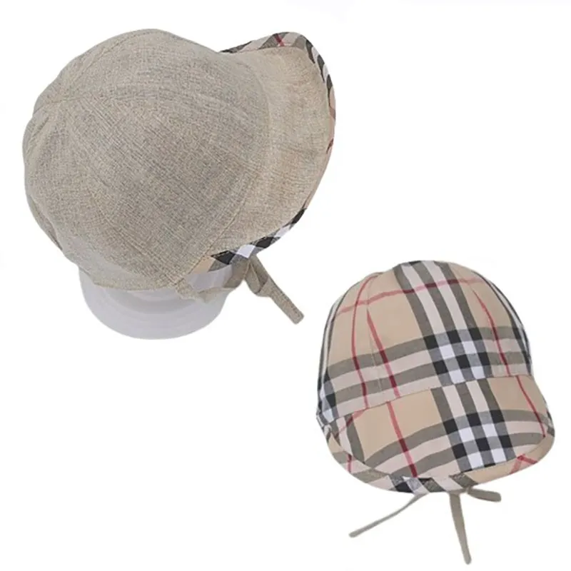 Infant Fitted Hats Plaid Design Baby Cap Classic Check Pattern