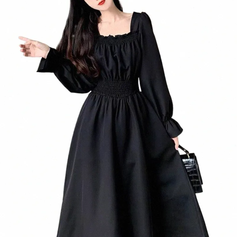 Black Elegant Dr Women Vintage Long Sleeve Spring Autumn Dress Square  Collar Oversize Loose Casual Robe Streetwear from Dhgate Basic & Casual  Dresses - price 31.71