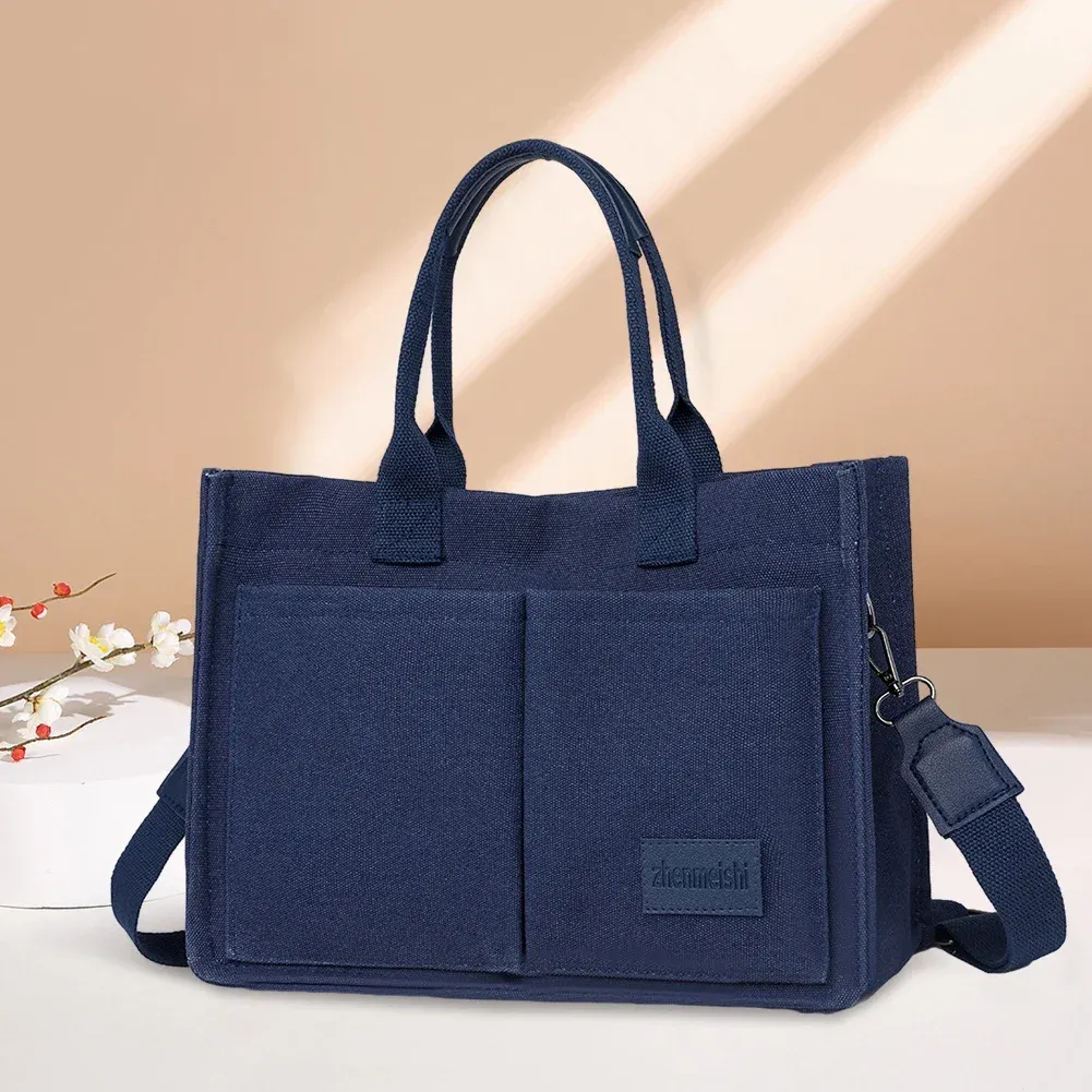 Retro Canvas Top Handle Crossbody Bag - Large Capacity
