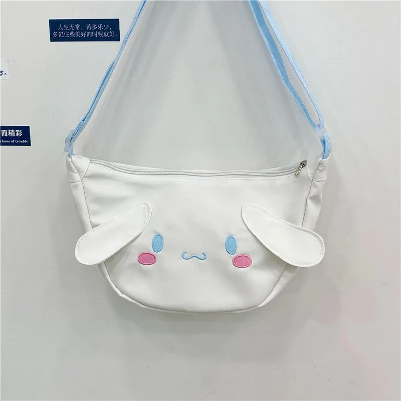 MINISO Dumpling Canvas Crossbody Bag Large Capacity Embroidered Shoulder Bag for Women