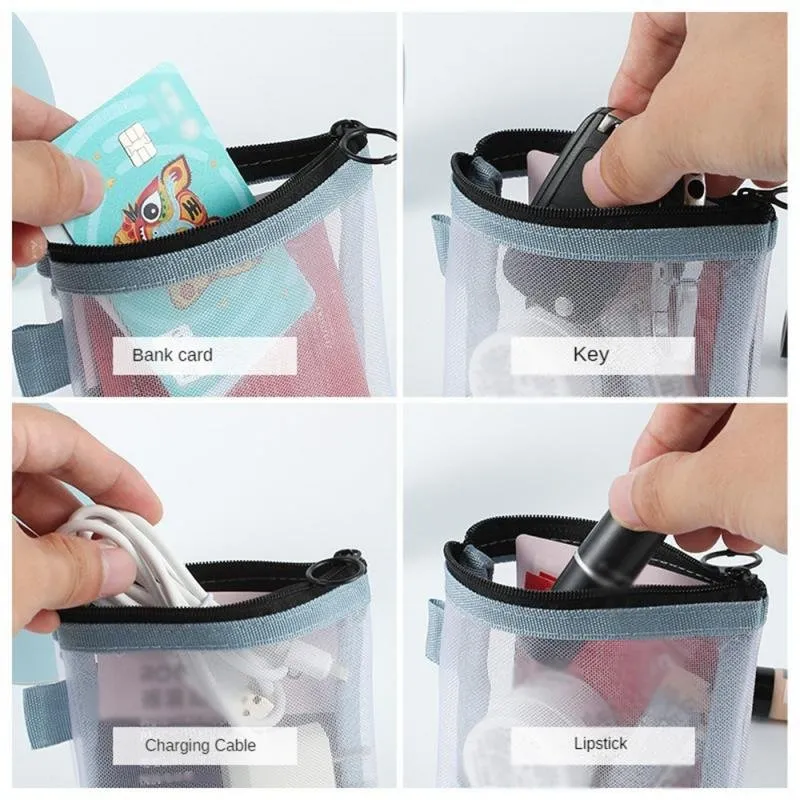 Mini Clear Nylon Mesh Zipper Transparent Coin Purse Portable Credit Card ID Holder With Lipstick Pouch Data Line Key Ear Pouches 1 From Sleekshoulder 5.57 DHgate.Com