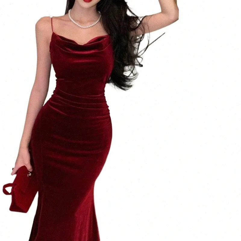 Red Sexy Club Spaghetti Strap Slit Dress for Women, Beach Bandage - Main Image
