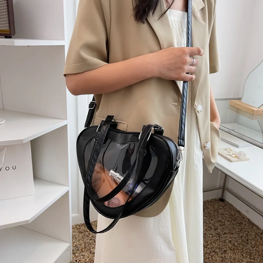 Clear Heart Shoulder Bag - Transparent PVC Underarm Purse