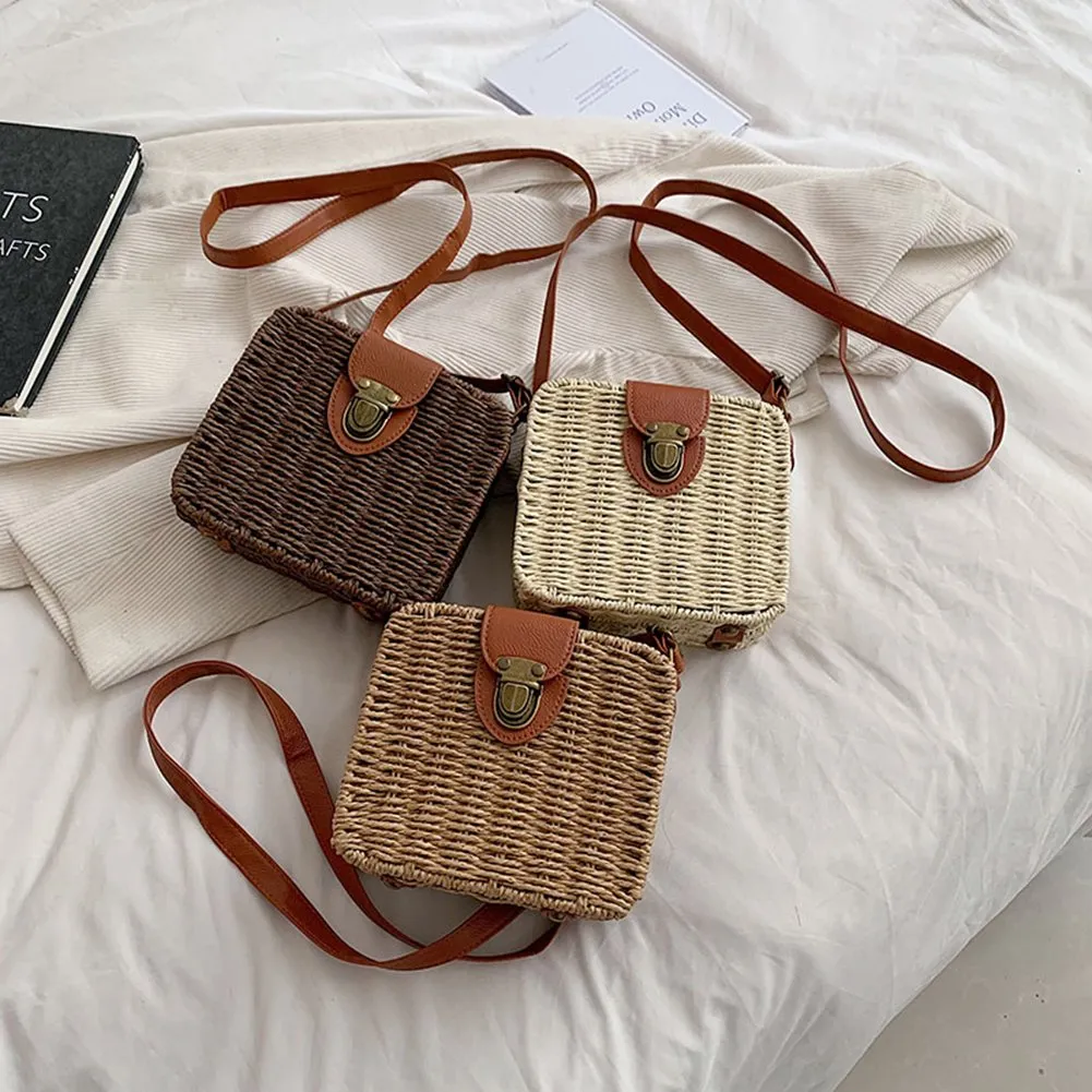 2024Woven Straw Tote Bag - Handcrafted Boho Beach Handbag