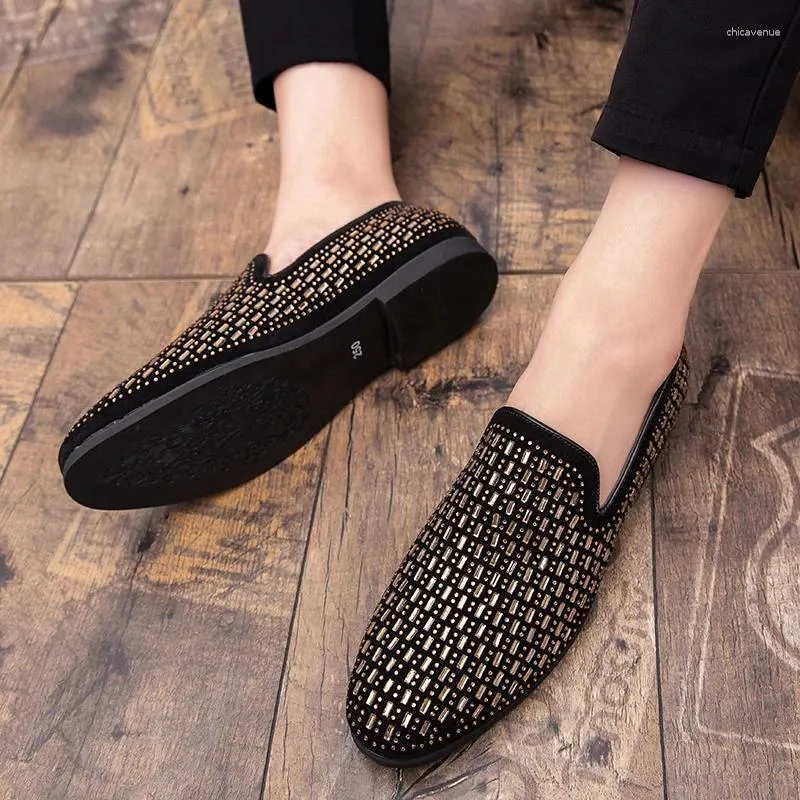 Black Rhinestone Velvet Crystal Luxury moccasin shoes...