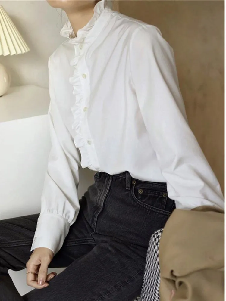 formal white blouses with ruffles