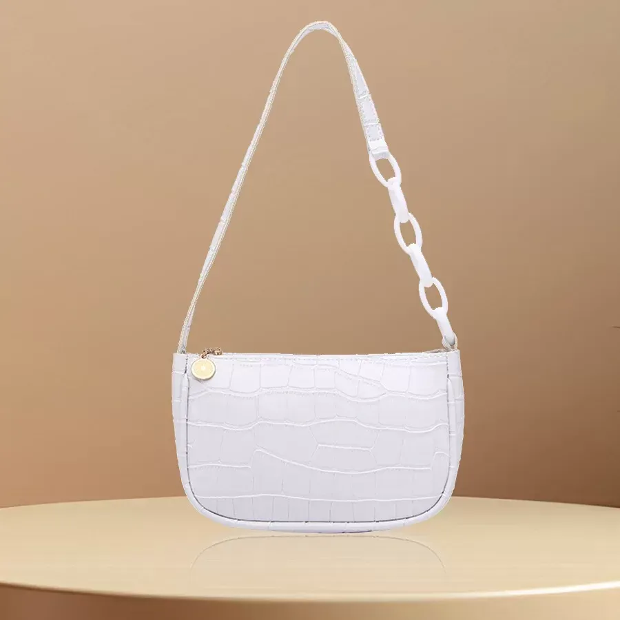 Hobo Bag Croc Shoulder Bag White Chic Crocodile Shoulder Bag Trend