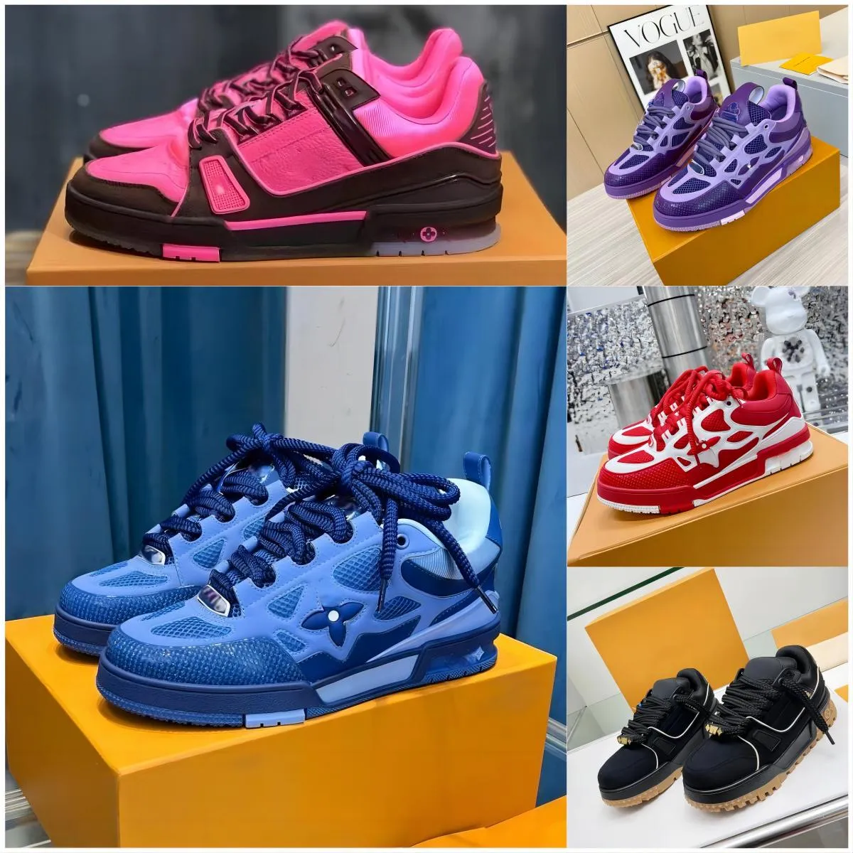 Luxury Designer Skate Series Sneakers, Calfskin Platform Trainers, Black  and White Lace-up Overlays, Top Quality Leather Abloh