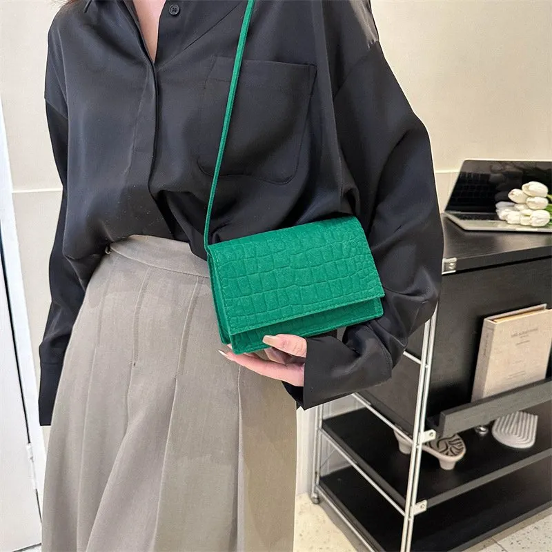 Felt Crossbody Bags Stylish Single Shoulder Small Square Handbag for Women