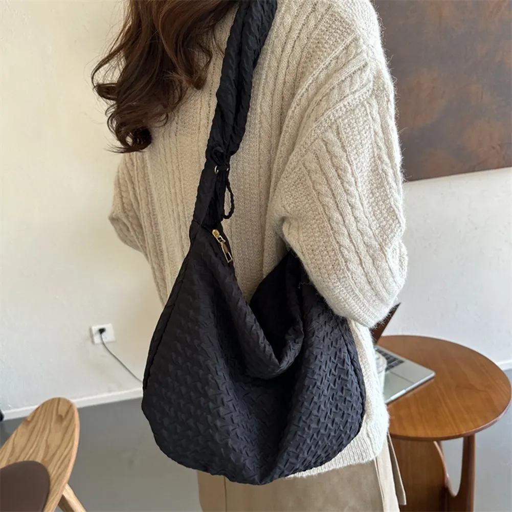 Soft Puffer Shoulder Bag for Women - Drawstring Closure