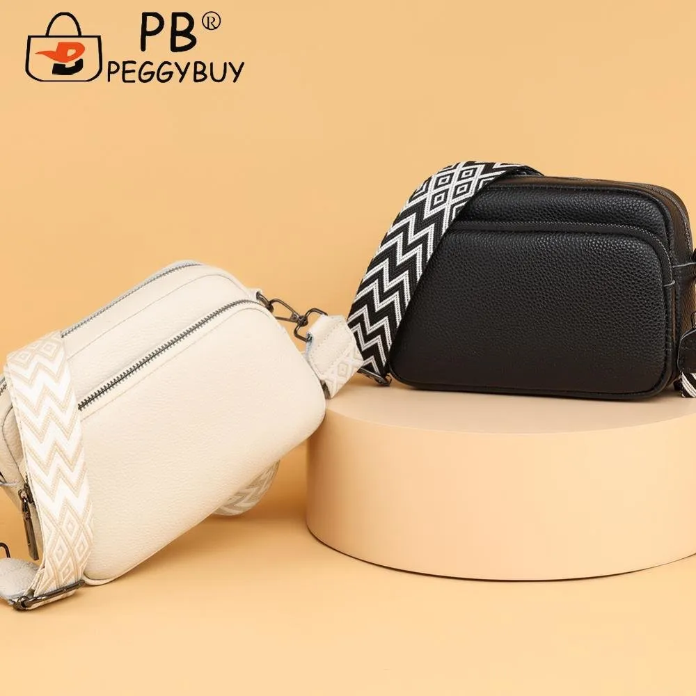 Women's Genuine Leather Pillow-shaped Crossbody Shoulder Bag - Brown - 24cm