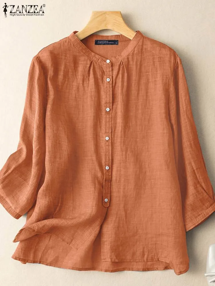 DHgate.com:Zanzea Womens Casual Solid 3/4 Sleeve Blouse with