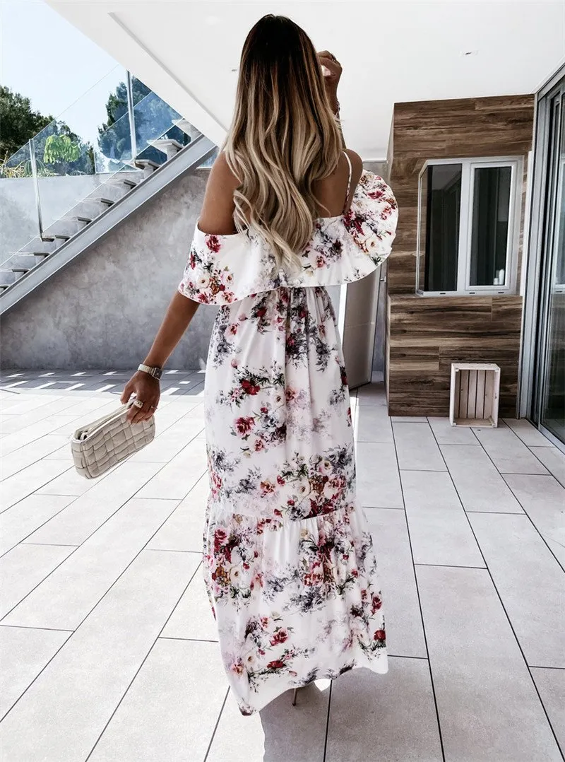 Women Summer Cold Shoulder Dress Casual Spaghetti Straps Floral Maxi Boho  from Dhgate Urban Sexy Dresses