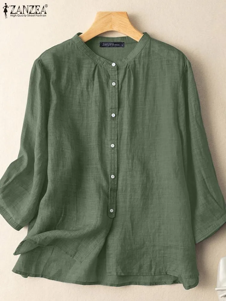 DHgate.com:Zanzea Womens Casual Solid 3/4 Sleeve Blouse with