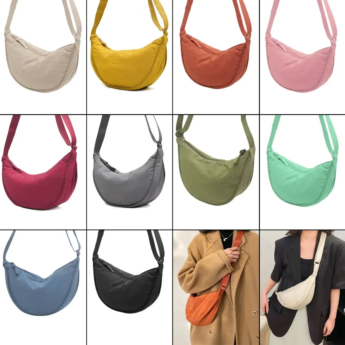 Large Capacity Nylon Hobo Bag - Versatile Chest & Shoulder