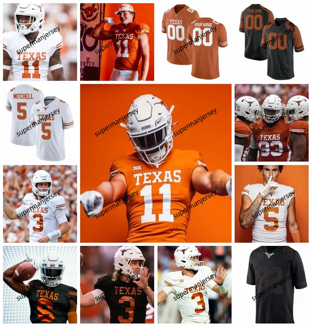 2024 Texas Longhorns Football Jersey Ewers Robinson Manning Worthy Ford Whittington Mitchell Sweat McCOY Young