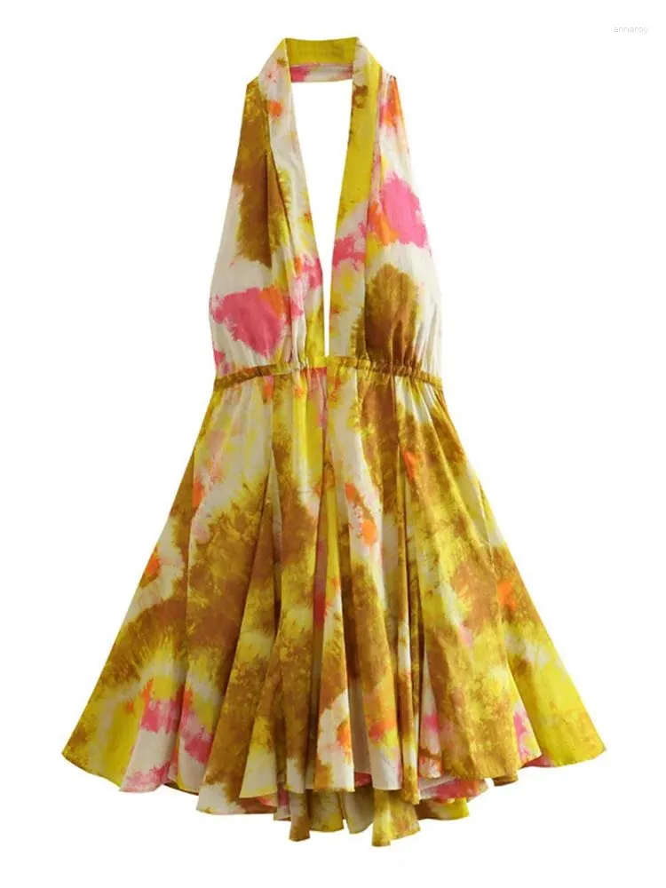 Revealing Ultra Cut Mini Dress Low Back Casual Dress DEEKA Summer Butter  Yellow Graduation Outfit Graduation
