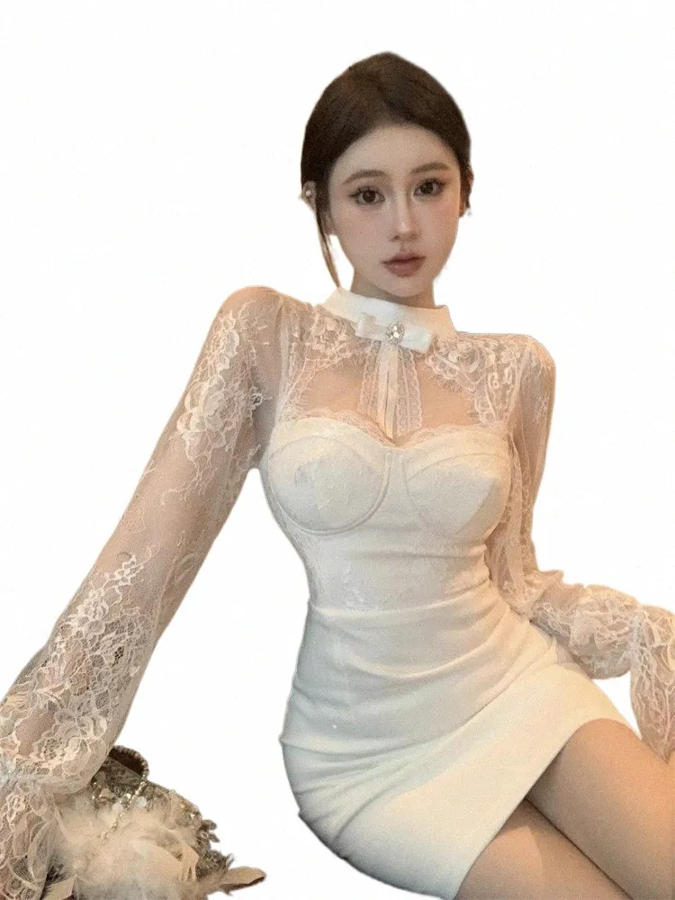 knee length dresses for ladies Long black lace dress with bardot collar – Rabanne main image 1