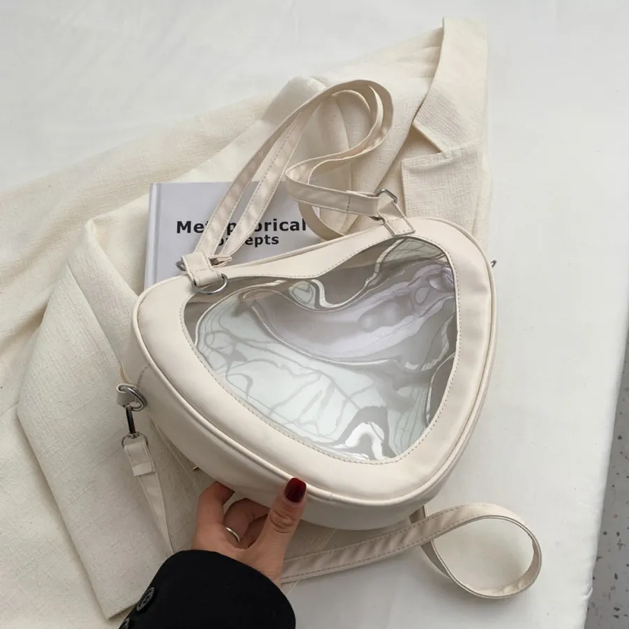 Kawaii Heart Shape PVC Clear Shoulder Bag - Small Crossbody Purse For Teens & Women - View #9