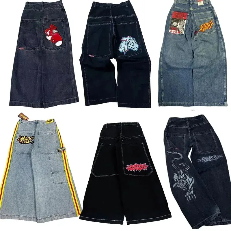 Harajuku Y2K Jeans: Embroidered, High-Waisted, Baggy, Wide-Leg Denim Pants