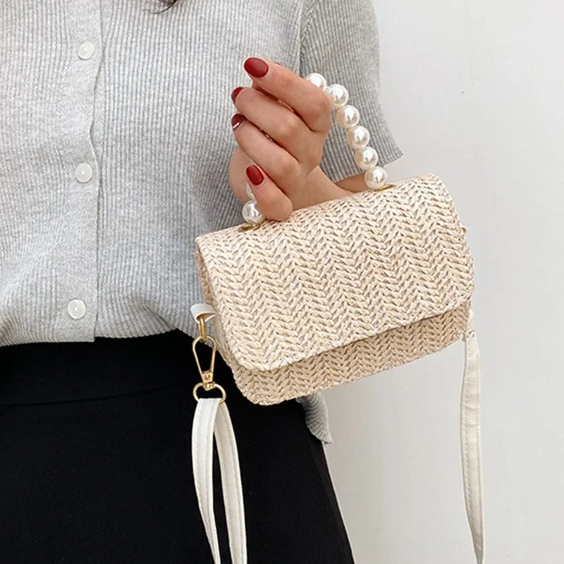 Straw Crossbody Bag Women Pearl Summer Beach Purse Elegant Boho Woven 71RGlsFqSwL._AC_UY300_.jpg main image 4