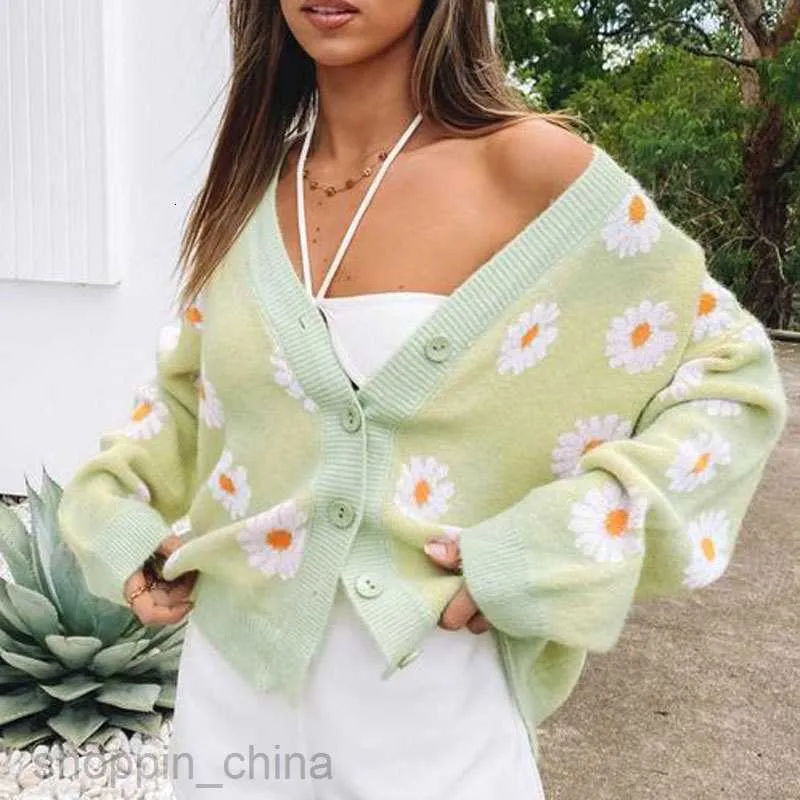 Maglioni Femminili Dolci Margherite Jacquard Cardigan Maglione