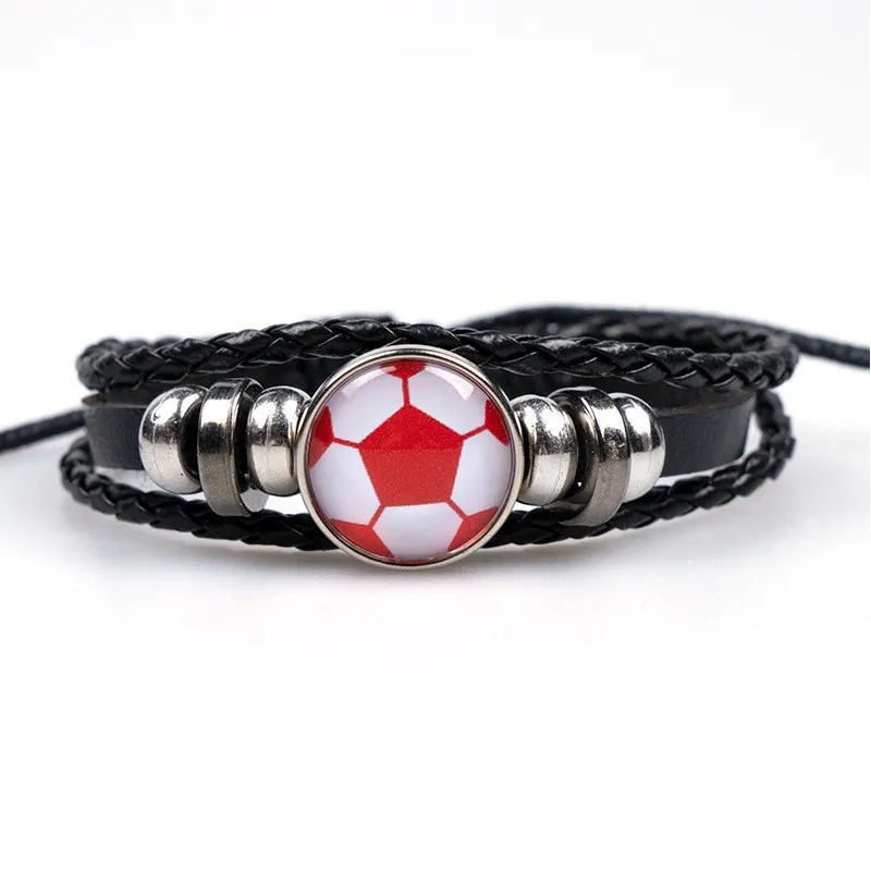 Mens Sports Bracelet: Soccer Football Tennis Charm, Braided