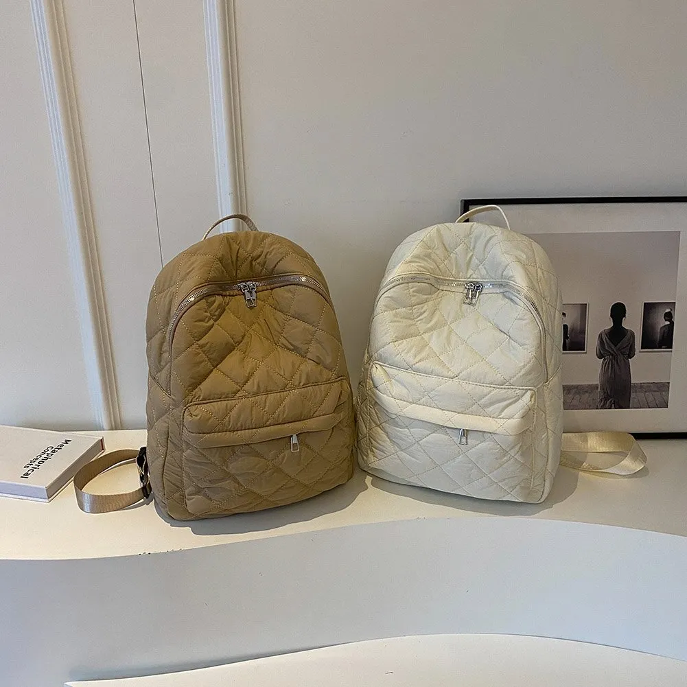 Women s Quilted Puffer Backpack Soft Spacious Knapsack for Laptop Travel and Work