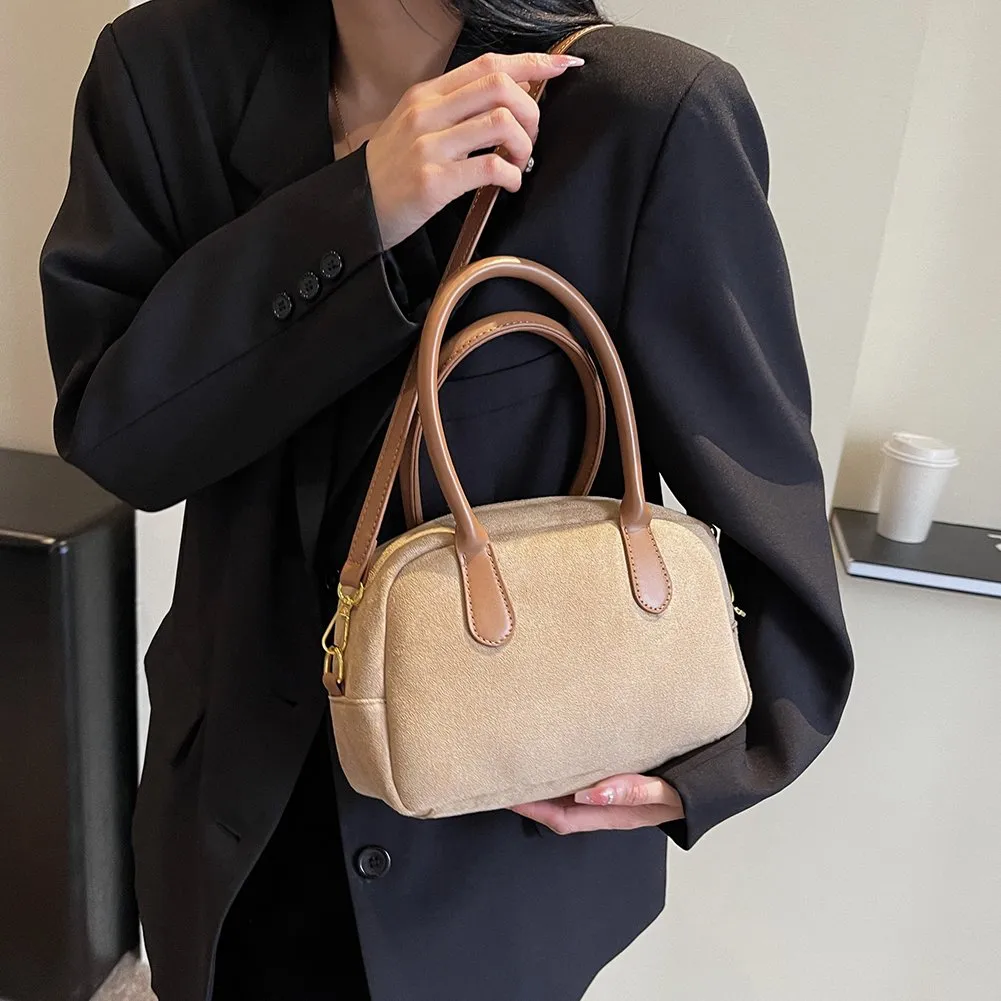 women Fi Sling Bag Adjustable Strap PU Leather Stylish Handbag Solid Color Vintage Shoulder Bag Large Capacity Shop Bag H6LE