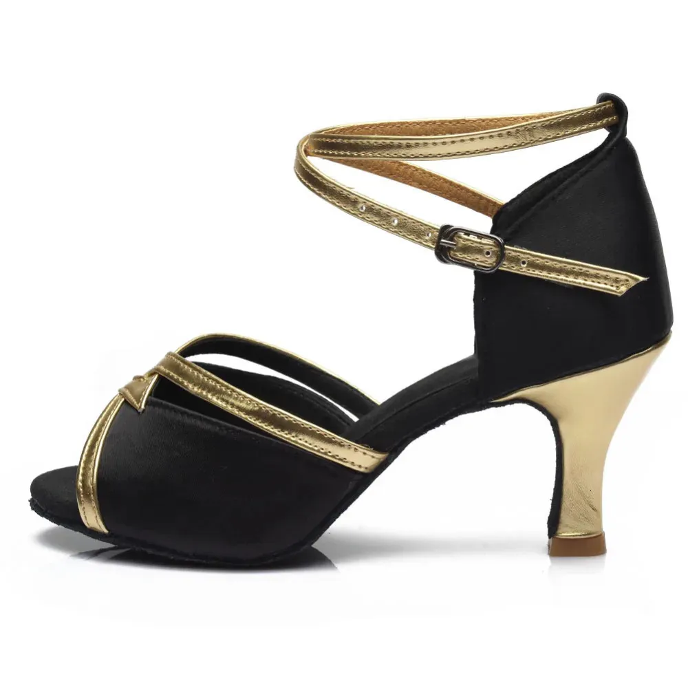 HROYL Dance For Girls Ladies Womens Ballroom Tango Salsa Dancing Latin Medium Heels Practice Training Shoes 240617_vogvips.com