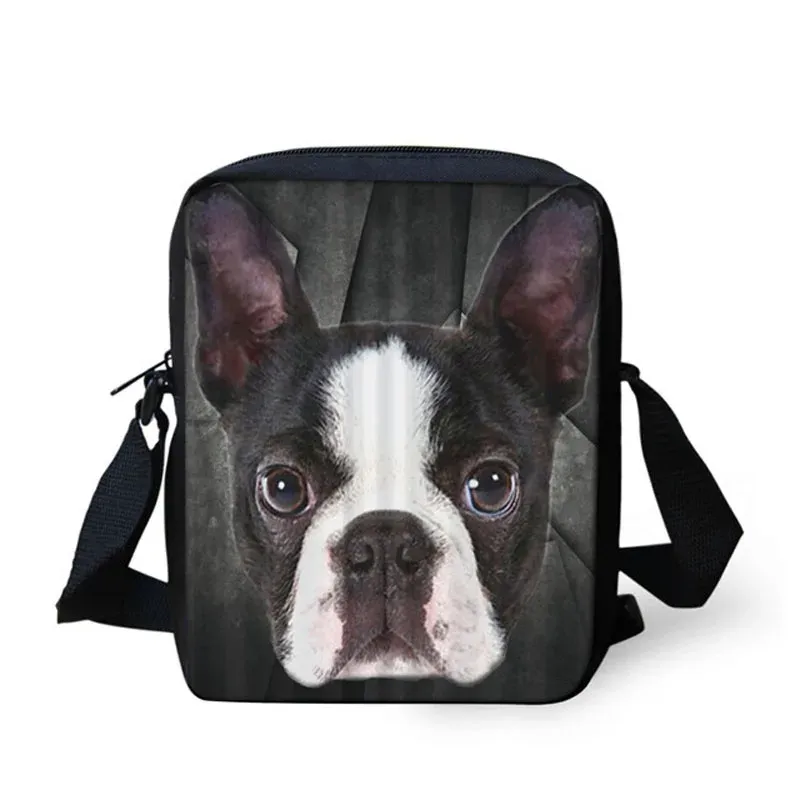 DHgate Menger Shoulder Bag for Kids 3D Boston Terrier Print Crossbody Bookbag for School Boys Girls Bags Luggage Accessories