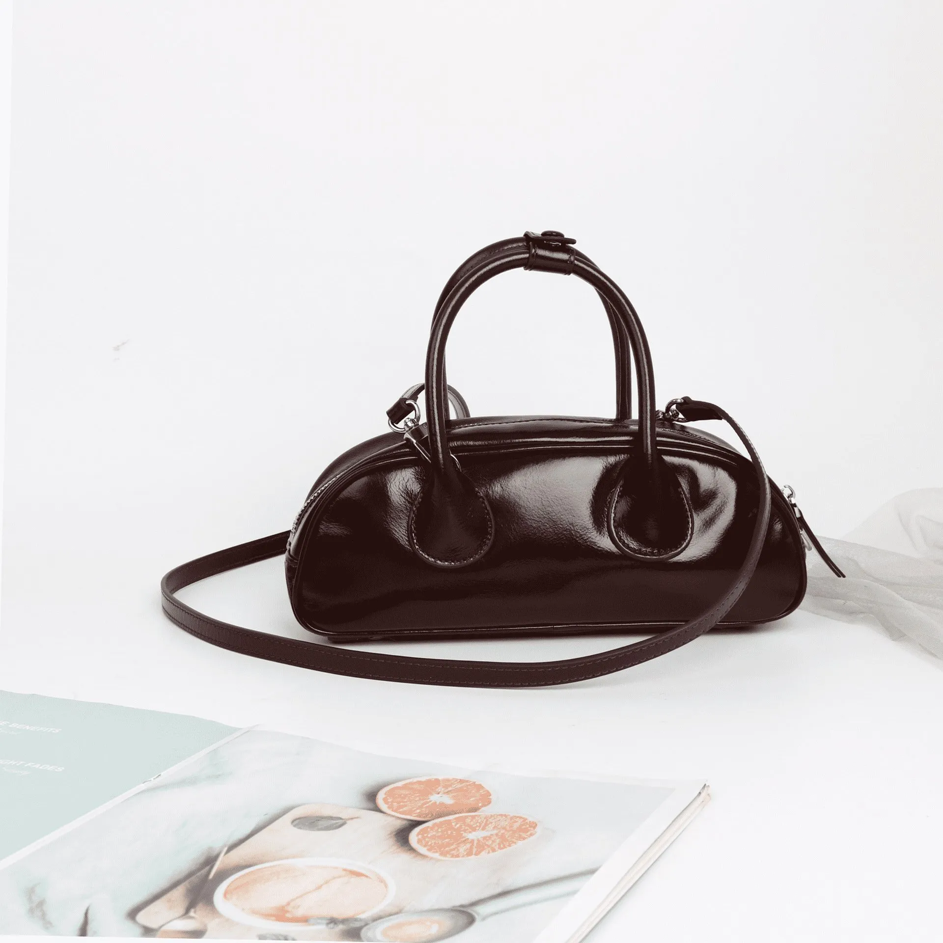 Leather bowling bag purse online