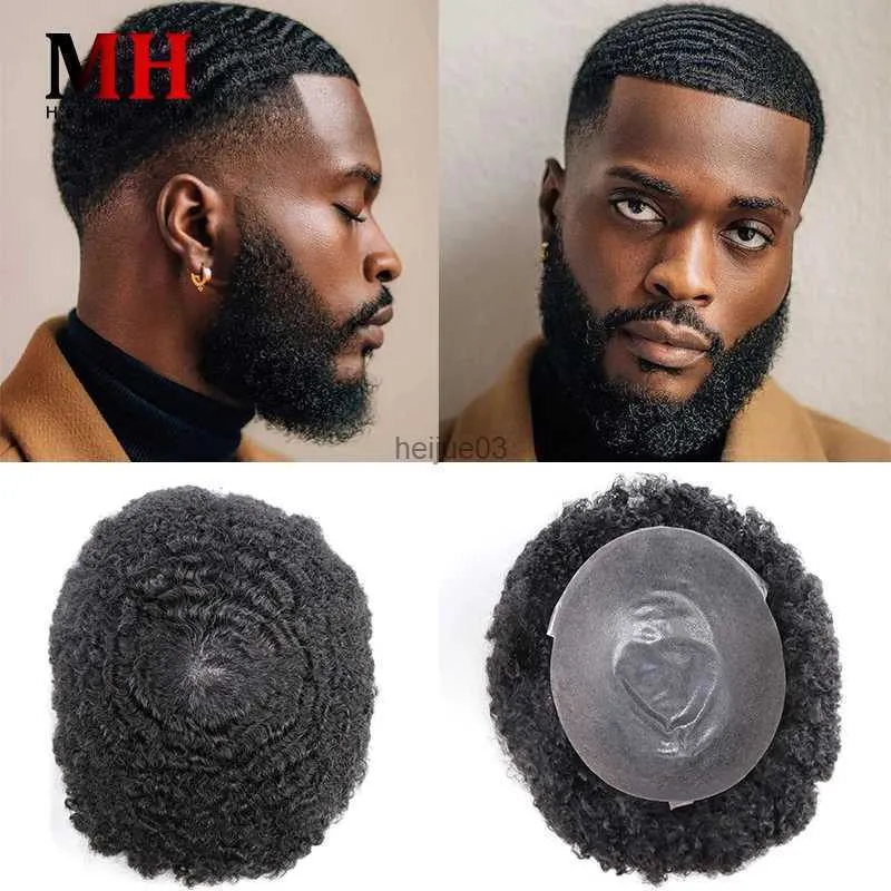 NEW ! 10x8 Men 100% Human Luxury Hair Curly Wig Black Amazon.com : Afro Curly Mens Toupee African American Wig  main image 4