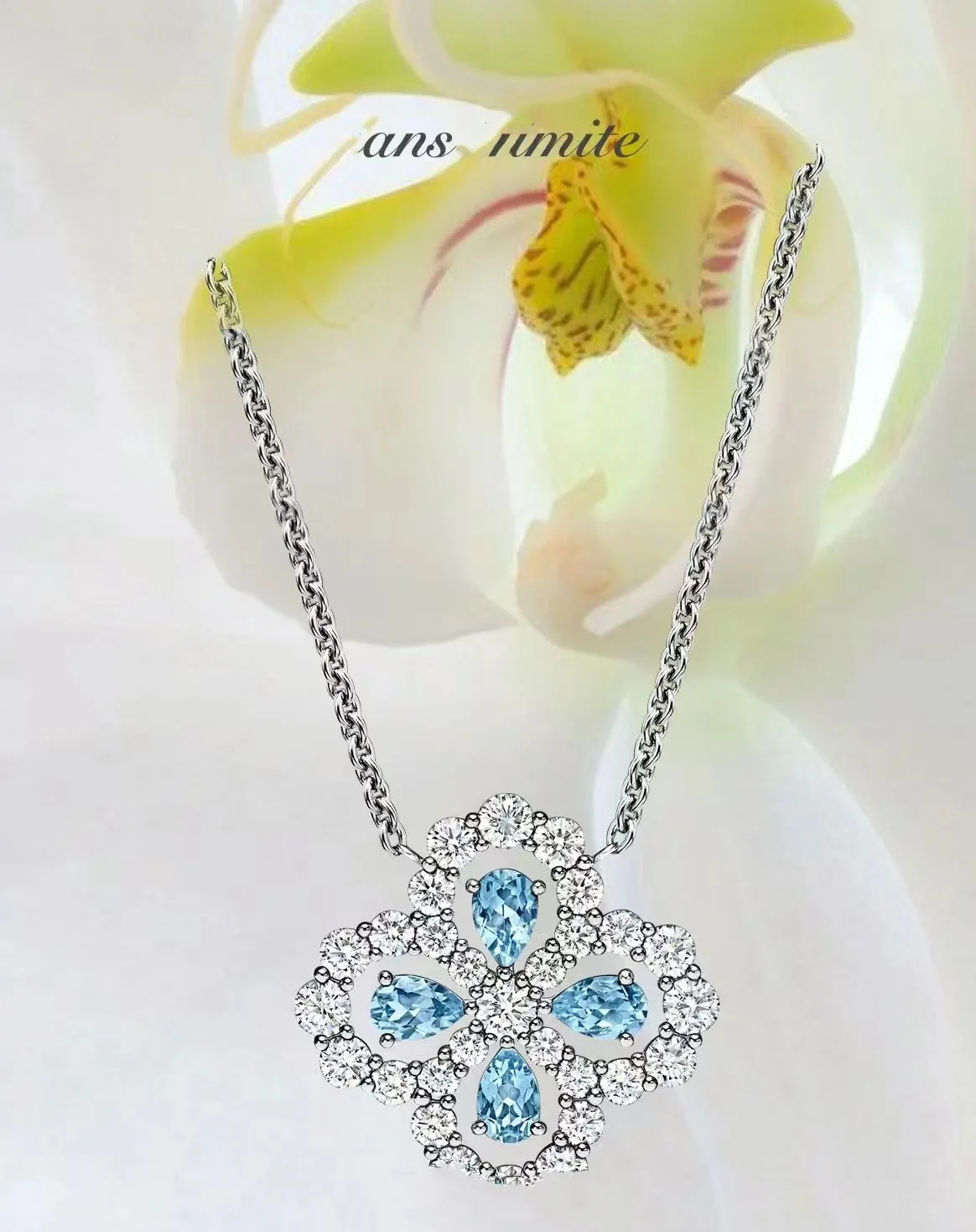 Designer HW Loop 25 Sterling Silver Diamond Pendant Flower Designer HW Loop 25 Sterling Silver Diamond Pendant Flower