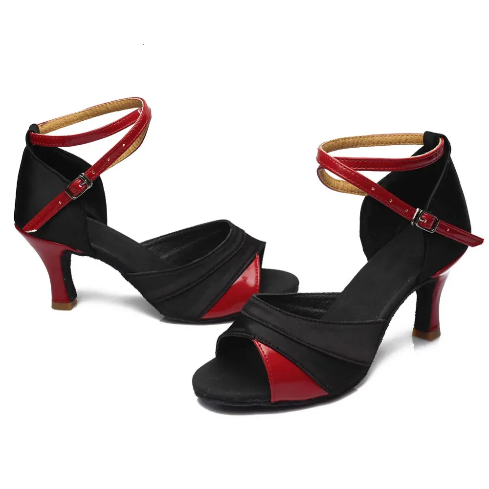 HROYL Dance For Girls Ladies Womens Ballroom Tango Salsa Dancing Latin Medium Heels Practice Training Shoes 240617_vogvips.com
