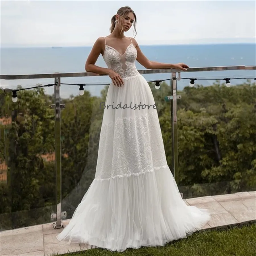 Save Big on Bulk Wedding Dress Elf Wedding Dresses Bohemian: Ethereal A  Line Lace Bridal Gown With Spaghetti Straps For Country Forest Weddings 