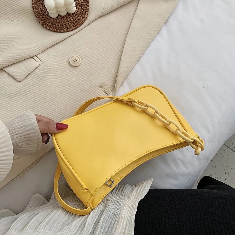Pure Soft Leather Women Handbag Small Underarm Shoulder Totes Bag Yellow J8IE From 5 39 DHgate