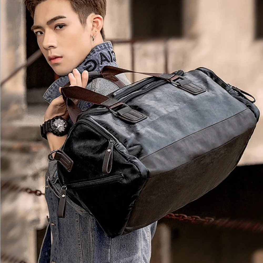 DHgate Mens Genuine Leather Duffel Bag Large Weekender Travel Carry On Luggage Bag Bags Luggage Accessories