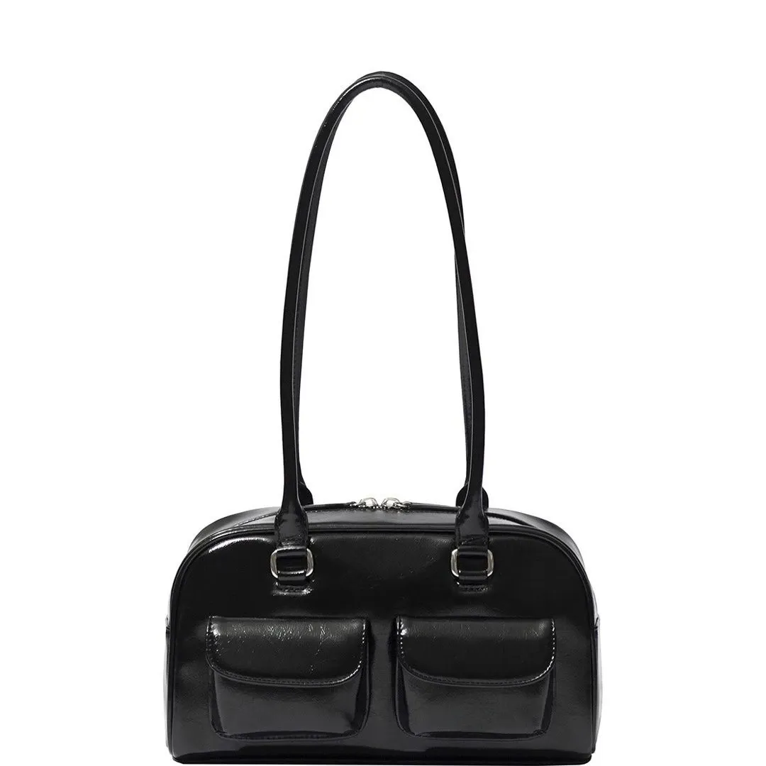 ★BLACKUP★ Pull-up Leather Bowling Bag BLACK ATC4BG01BK DHgate.com:Korean Style Black Bowling Bag - Simple Chic