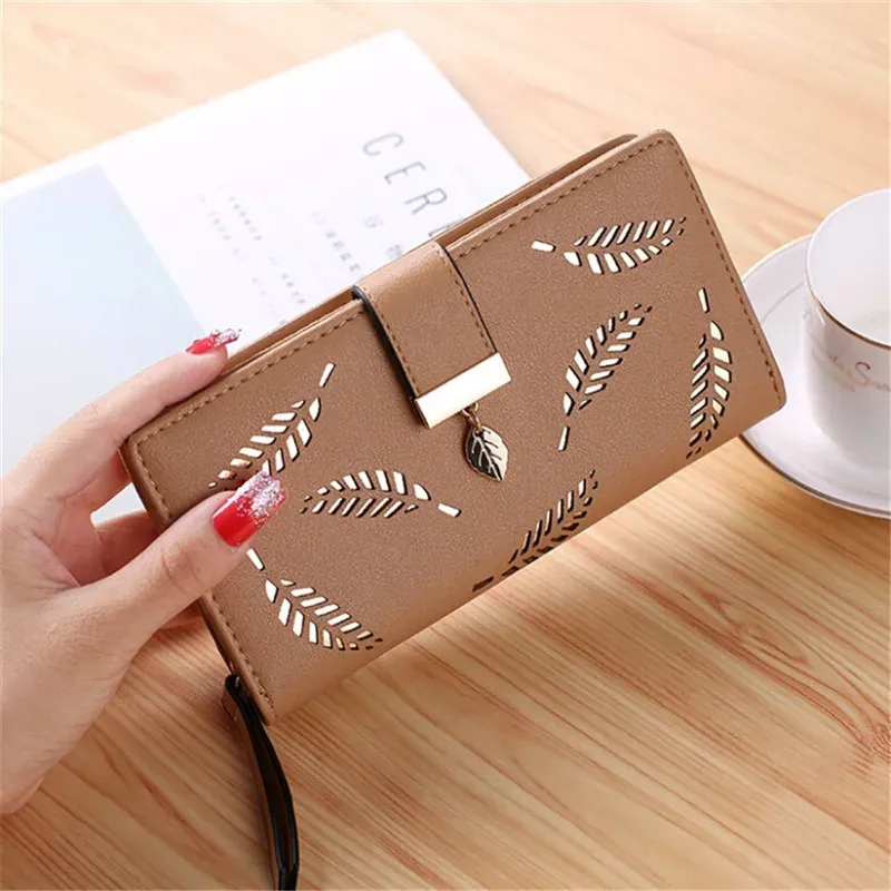 Women's Large Trifold Wallet - Long PU Leather Purse With Snap Closure & Multiple Card Slots