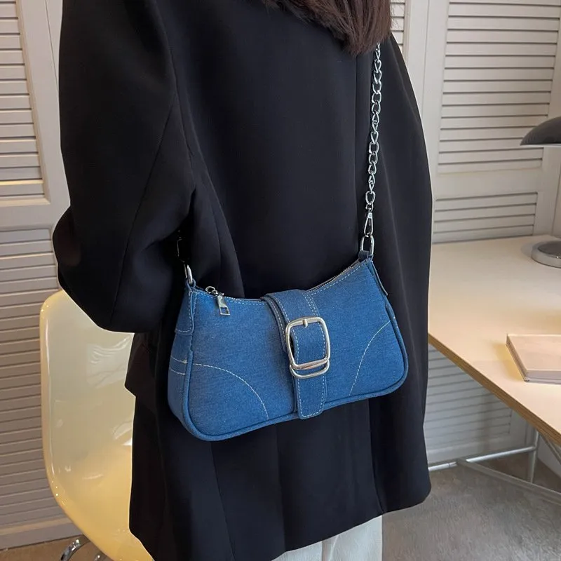 DHgate.com:Denim Chain Shoulder Bag - Trend Womens Underarm